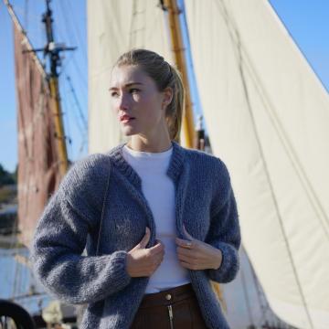 Gilet "Marie-Lise" tricot&eacute; main en pur mohair