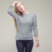 Pull "Lys" tricot main en mohair et soie