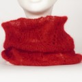 Snood mohair et soie Druide tricot&eacute; main Couleur Vermeil