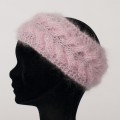 Bandeau torsad&eacute; pur mohair Couleur Rose crayeux