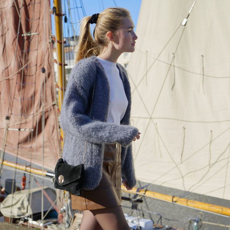 Gilet "Marie-Lise" tricot&eacute; main en pur mohair